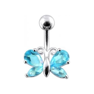 Šperky4U stříbrný piercing do pupíku motýlek BP01207-Q