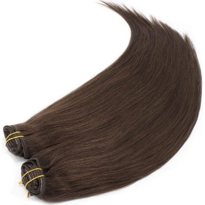 Clip in maxi set 43cm pravé lidské vlasy REMY tmavě hnědá – Zboží Mobilmania