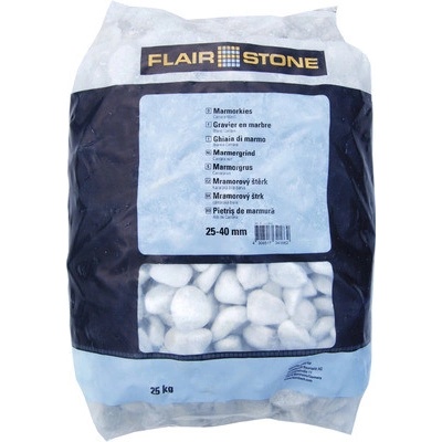Štrk mramorový kararský Flairstone 25-40 mm biely balenie 25 kg