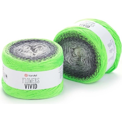 Yarn Art Flowers Vivid 504 světle šedá, tmavě šedá, neonově zelená