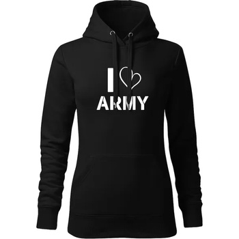 Image 1 of DRAGOWA дамски суитшърт с качулка, I love Army, черен, 320г/м2 (5882)