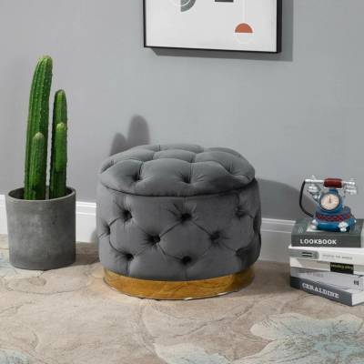 HOMCOM Taburet s úložným prostorem 55 x 55 x 42 cm | popelavě šedý