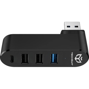 Techsuit - Докинг станция SplitterNode 4 в 1 (H17) - USB към 3x USB, 1x Type-C, 5Gbps, ABS, 180° въртене - Черна