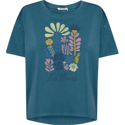 GreenBomb Дамска тениска GreenBomb Women's Les Fleurs Feel T-Shirt - True Blue (916-7002-0112)