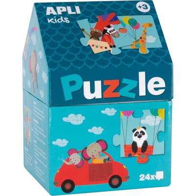 APLI Детски пъзел в къщичка APLI Kids от 24 части - Градът на животните (16821)