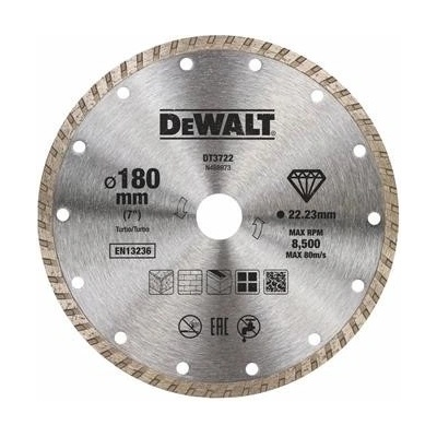 DeWALT DT3722 Diamantový kotouč Turbo pro suché řezání, 180 mm