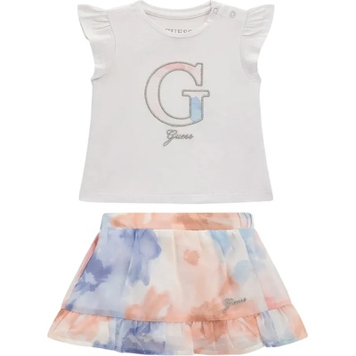 Guess Бяла тениска с цветно G и шарена тюлена пола за бебе момиче Guess