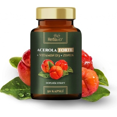Herbavis Acerola FORTE + Vitamin D3 + Zinek 50 kapslí