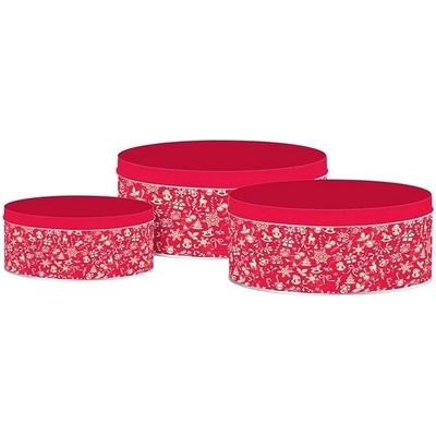 Emocio Plechová kulatá dóza Holly Jolly červená 200 × 90 185 × 80 140 × 65 mm 3 ks