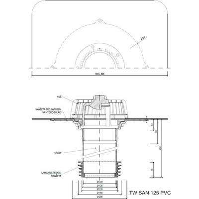 Sanačný vpust TW SAN PVC Typ: 125 PVC (144-154mm)
