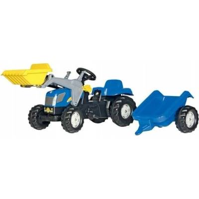 Rolly Toys dětský traktor s bagrem a přívěsem modrý
