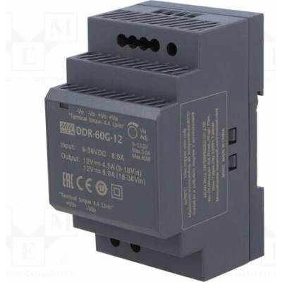 MEAN WELL DDR-60G-12 Měnič: DC/DC; 60W; Uvst: 9÷36VDC; Uvýst: 12VDC; Ivýst: 5A; DDR; OUT: 1
