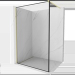 Mexen Kioto стенна преграда за душ Walk-in 100 x 200 см, черна рамка 8 мм, златна четка - 800-100-101-55-70 (800-100-101-55-70)