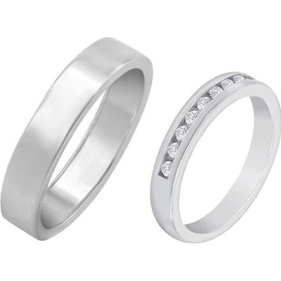 Eppi Snubní eternity prsten s pánským plochým prstenem z platiny Nosian RW35804