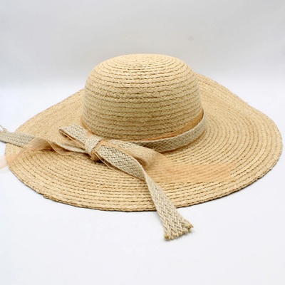 Krumlovanka dámský slaměný klobouk s širší krempou Crochet Big Brim straw P-24504