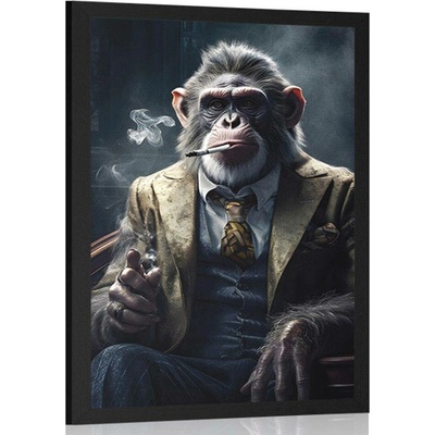 Plakát zvířecí gangster šimpanz - 40x60 white