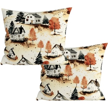 Textilomanie AUTUMN VILLAGE farebná 2ks 45 x 45 cm
