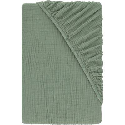 Livarno Mušelínové napínací prostěradlo zelené 140-160x200