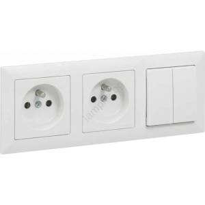 Legrand - Двойна домашна контактна розетка и двоен ключ č. 5 с рамка SUNO 250V бяла (LR0081F)
