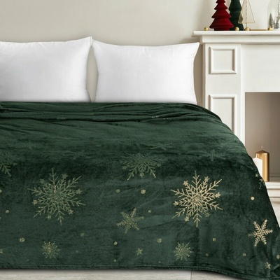 Eurofirany vánoční flanel deka Snow gold 150X200