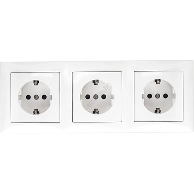 Aigostar - Тройна домашна контактна розетка с рамка SCHUKO 230 V бяла (AI2835)