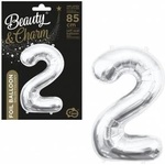 GoDan Foil Balloon Godan Number 2, silver, 85 cm 85cal (BC-HSR2)