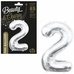 GoDan Foil Balloon Godan Number 2, silver, 85 cm 85cal (BC-HSR2)