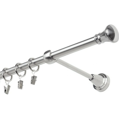OK-GarnýžeCZ Garnýž kovová jednořadá 19mm Koloseo nerez 310 cm do stěny / kroužky s žabkou