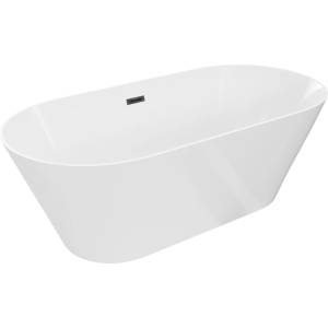 Mexen Luna Slim самостоятелна вана 170 x 75 cm, бяла, черен преливник - 52041707500-70 (52041707500-70)