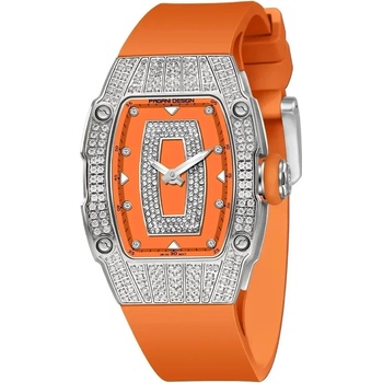 Pagani Дамски часовник Pagani Design Envie с кристали, Сребрист / Оранжев (PD-YS013-SILVER-ORANGE)
