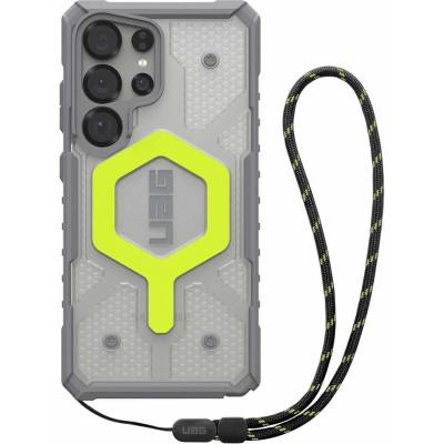Urban Armor Gear Gear Pathfinder Clear MagSafe Case - удароустойчив хибриден кейс с MagSafe и връзка за ръка за Samsung Galaxy S25 Ultra (сив-зелен)