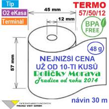 Termo kotouček 57/50/12 BPA 30m (57mm x 30m) Množství: 10 ks kotoučků ve fólii