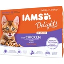 IAMS Delights Kitten kura v omáčke multipack 12 x 85 g