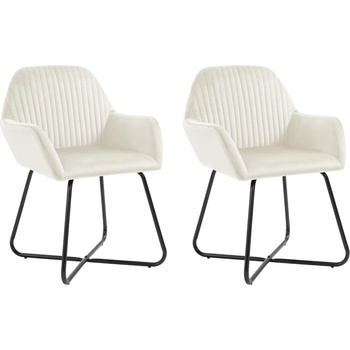 Image 1 of vidaXL Трапезни столове, 2 бр, кремави, кадифе (249806)