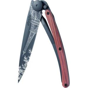 DEEJO 1gb193 tattoo black / Ултралеко джобно ножче с дръжка от екзотично коралово дърво (1gb193)