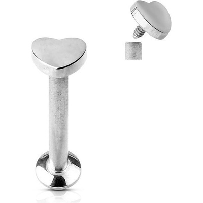 Šperky4U piercing do brady labreta srdíčko LB1034ST-1206