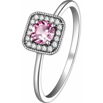 Zlaton Prsten bílé zlato růžový topaz s diamantem 000052106231
