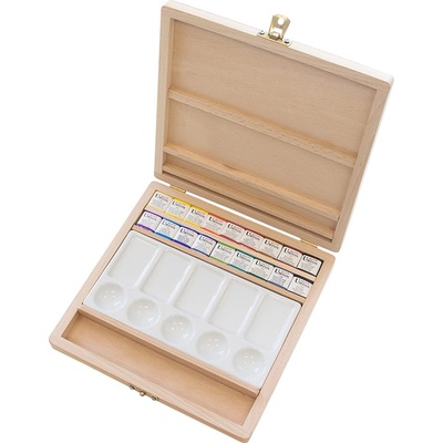 Sada akvarelových farieb Umton v drevenej kazete 18 x 2,6 ml (Q-16)