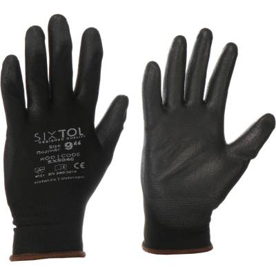 Rukavice pracovní z polyesteru polomáčené v polyuretanu GLOVE PE-PU 9, černé, velikost 9"