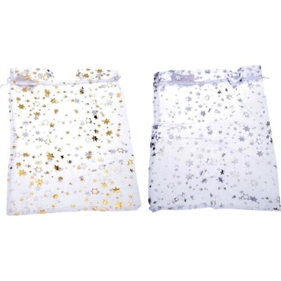 Sáček ORGANZA Hvězdy 20x30 cm Vánoce