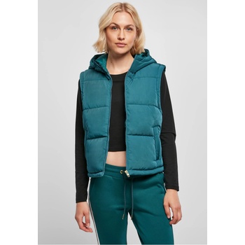 Urban Classics Дамска грейка с качулка в цвят тюркоаз Urban Classics Puffer VestUB-TB5083-01149 - Тюркоаз, размер L