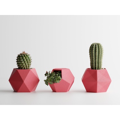 Комплект 3 броя кашпи Atina розов