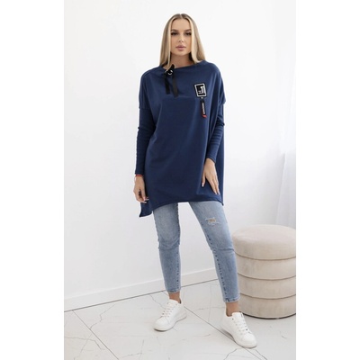 Kesi 0015DZMO Dámska Oversize tunika s asymetrickými bokmi džínsová modrá