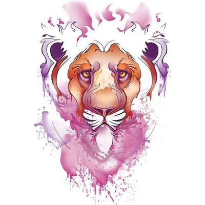 Lev watercolor nalepovacie tetovanie