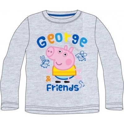 E plus M detské tričko s dlhým rukávom Prasiatko Peppa George šedé