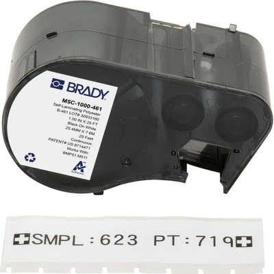 Brady M5C-1000-461 / 170876, 25.40 mm x 7.62 m, Polyester, čierna tlač / biely podklad