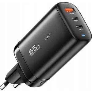 ESSAGER Зарядно устройство 65W, GaN, 2xUSB-C + USB-A (ECT2CA-MYB01)