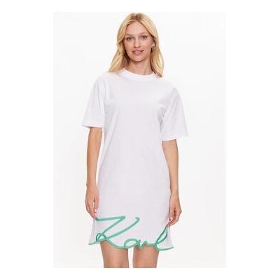 KARL LAGERFELD Ежедневна рокля Signature 231W1357 Бял Relaxed Fit (Signature 231W1357)