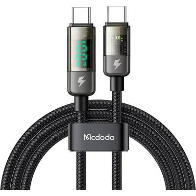 Mcdodo Кабел за данни - Mcdodo (CA-3610) - Type-C → Type-C, 100W, цифров дисплей, Auto Power Off, прозрачен дизайн, 1.2m - Черен
