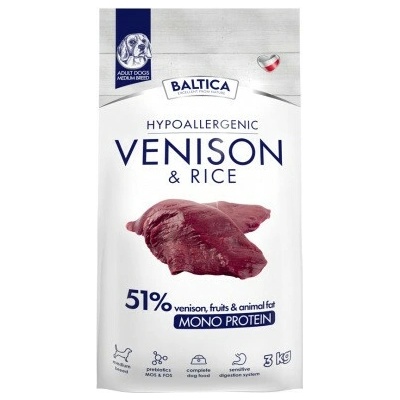 Baltica Nutraceutic Hypoallergenic Medium breeds Mono Venison with rice 3 kg